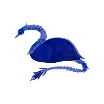 Blue dragon with feathers. Magic bird. Monster. Fairytale character. Isolated Stock Illustration