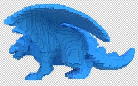Blue dragon from plastic blocks on a transparent background. Stock Illustration