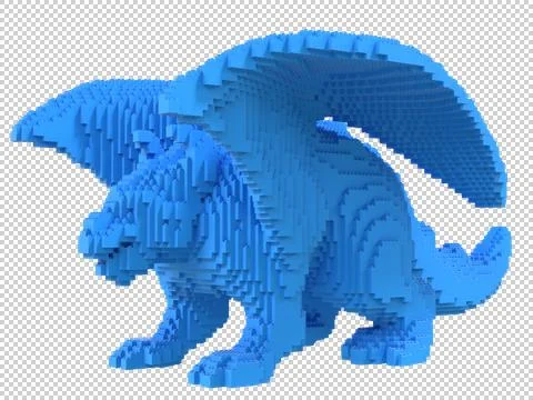Blue dragon from plastic blocks on a transparent background. Stock Illustration
