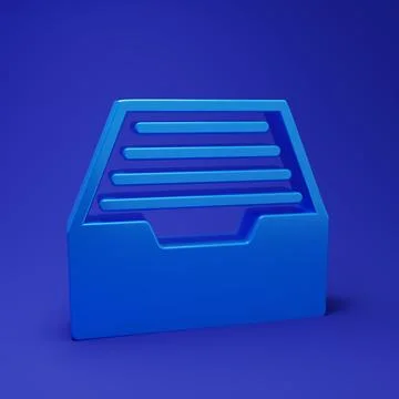 Blue Drawer with documents icon isolated on blue background. Archive papers.. Illustrazione stock