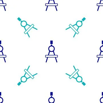 Blue Drawing compass icon isolated seamless pattern on white background Illustrazione stock