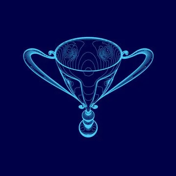 Blue drawing of a cup with a handle. The cup is drawn in a stylized way Stock Illustration
