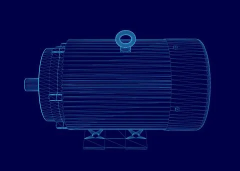 Blue drawing of a machine with a blue background. The machine is a large, 스톡 일러스트