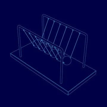 Blue drawing of a pendulum set with a blue background. The swing set is shown in Stock Illustration