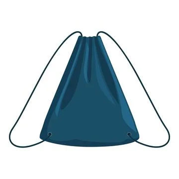 Blue drawstring backpack isolated on white background Illustrazione stock