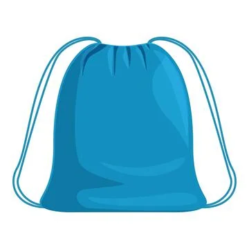 Blue drawstring backpack isolated on white background Stock Illustration