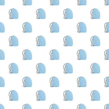 Blue drawstring backpack pattern for sports and travel Illustrazione stock