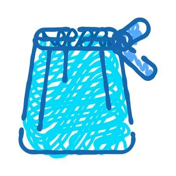Blue drawstring pouch container hand drawn scribble イラスト素材