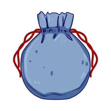 Blue drawstring sack holding small items safely Stock Illustration