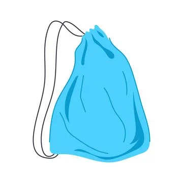 Blue drawstring sack vector illustration for carrying items Stock Illustration