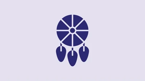 Blue Dream catcher with feathers icon isolated on purple background. 4K Video Stock Footage 232789541