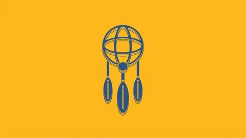 Blue Dream catcher with feathers icon isolated on orange background. 4K Video Stock Footage 234015271