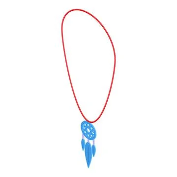 Blue dreamcatcher hanging on red string is symbolizing hope and good dreams Stock Illustration