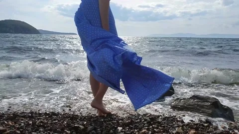 Blue dress develops in the wind Stock Footage 162391161