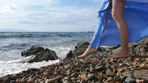 Blue dress develops in the wind Stock Footage 162391256