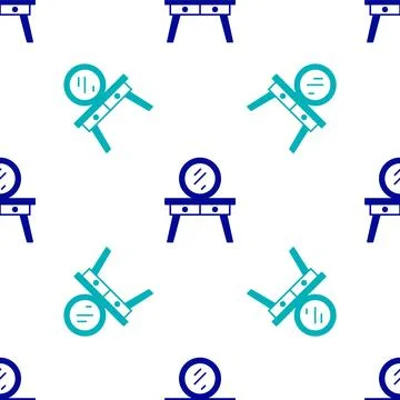 Blue Dressing table icon isolated seamless pattern on white background. Vector イラスト素材
