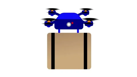 Blue Drone in Flight Delivery Drone with Packages Stock Footage 301319442