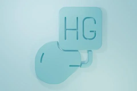 Blue Drop of mercury icon isolated on blue background. Minimalism concept. .. Stock Illustration