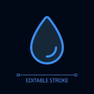 Blue drop pixel perfect glassmorphism ui icon for dark theme Ilustração Stock