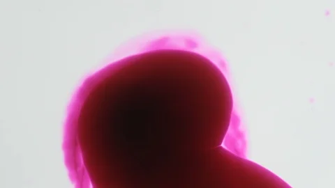 Blue drop with red ink against white background Stock Footage 111343624