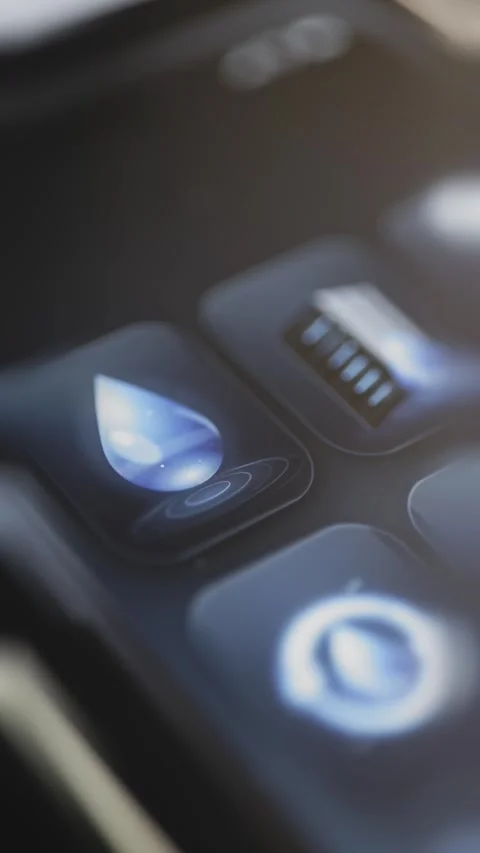 Blue droplet button among utility controls Stock Footage 344856137