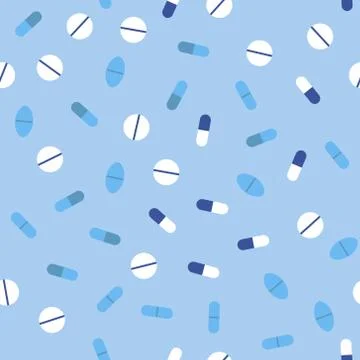 Blue drug pattern. Seamless vector background Stock Illustration