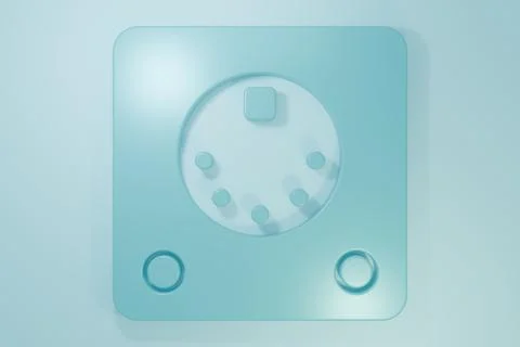 Blue Drum machine icon isolated on blue background. Musical equipment. Mini.. Stock Illustration