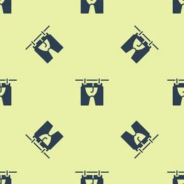 Blue Drying clothes icon isolated seamless pattern on yellow background. Clean Stock Illustration