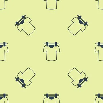 Blue Drying clothes icon isolated seamless pattern on yellow background. Clean Stock Illustration