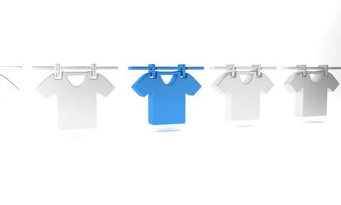 Blue Drying clothes icon isolated on white background. Clean shirt. Wash cl.. Stock Illustration