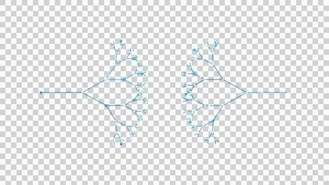 Blue Dual Tree Data Exchange Isolated on Transparent Background Stock Illustration