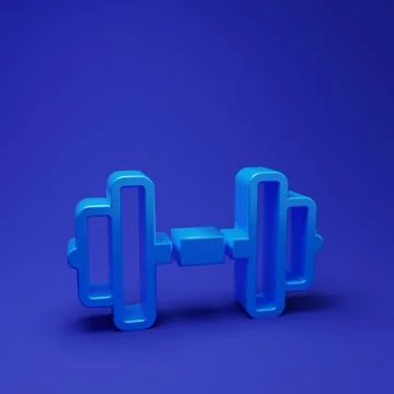 Blue Dumbbell icon isolated on blue background. Muscle lifting, fitness bar.. Stock Illustration