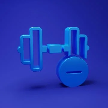 Blue Dumbbell icon isolated on blue background. Muscle lifting, fitness bar.. Stock Illustration