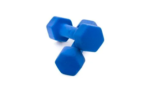 Blue Dumbbell Set Stock Photos