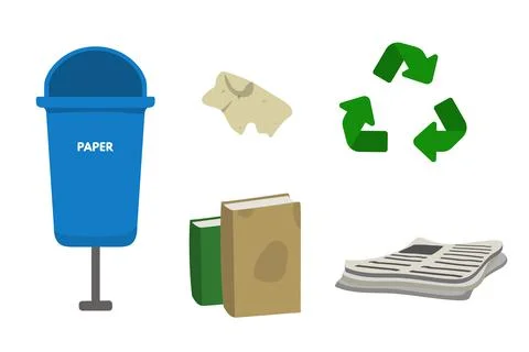 Blue dumpster bin for paper. 스톡 일러스트
