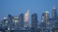Blue Dusk Aerial View Central London Skyscrapers Canary Wharf One Blackfriars HD Footage