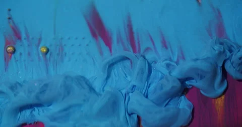 Blue dye wave paint flow glitter vapor water spill Stock Footage 347541765