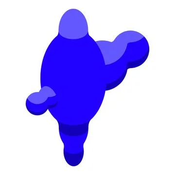 Blue dynamic abstract shape flowing and transforming in isometric view Stock-Illustration