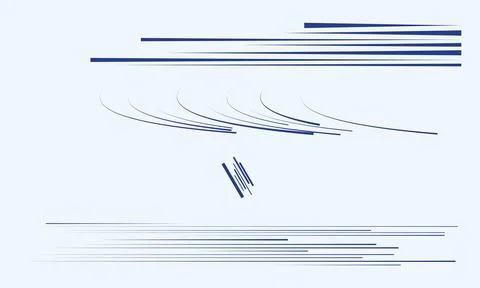 Blue dynamic speed lines and motion curved effects set for action comic des.. Stock Illustration