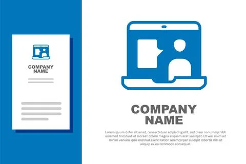 Blue E-learning of different foreign languages icon isolated on white backg.. Stock Illustration