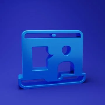 Blue E-learning of different foreign languages icon isolated on blue backgr.. Stock Illustration