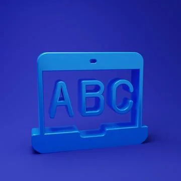 Blue E-learning of different foreign languages icon isolated on blue backgr.. Illustrazione stock