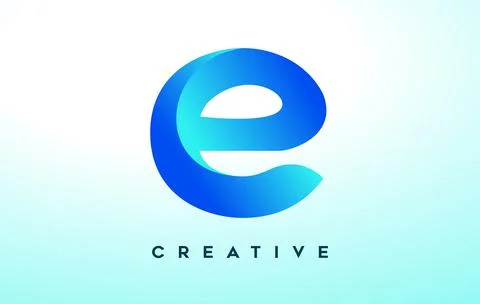 Blue E Letter Logo Design with Stylized Look and Modern Design for Business C Stock Illustration