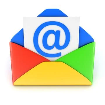 Blue E-mail on white background (done in 3d) Stock Illustration