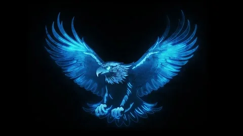 Blue Eagle Animated Neon Logo with Reveal Effect - Overlay Graphic Element Stock Footage 283502042