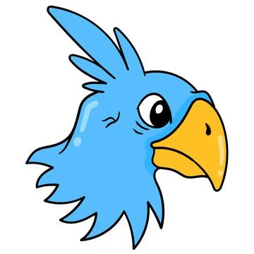 Blue eagle head logo with fierce face. carton emoticon. doodle icon drawing Stock Illustration