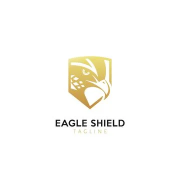 Blue Eagle shield security Logo Design Template Flat Style Vector Stock Illustration