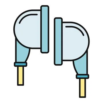 Blue earphone icon representing digital audio listening Stock Illustration