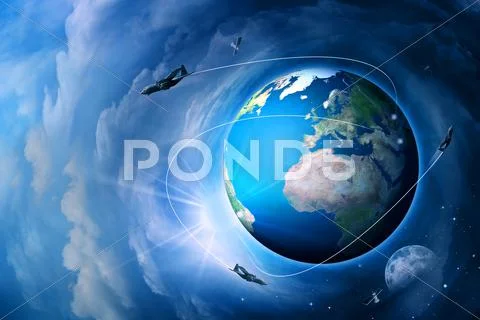 Blue earth, abstract techno end environmental backgrounds Stock Photos