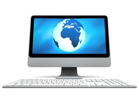 Blue earth on computer screen Stock-Illustration